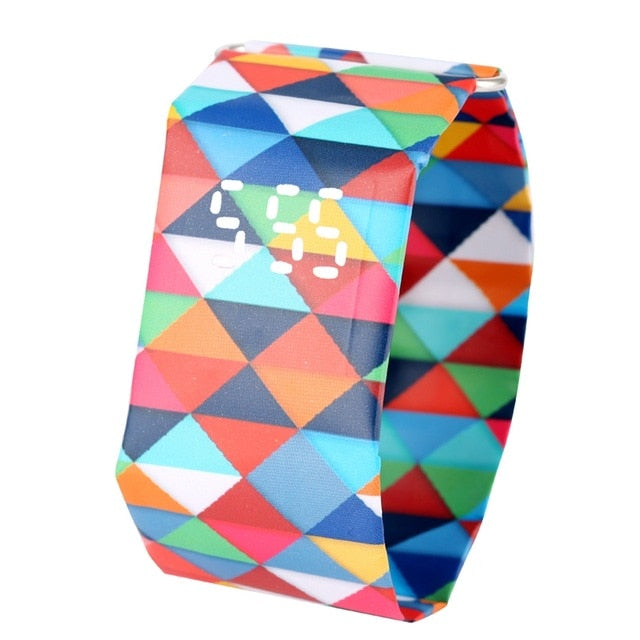 Colored Squares Pattern Paper Watch