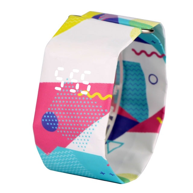 Colored Squares Pattern Paper Watch