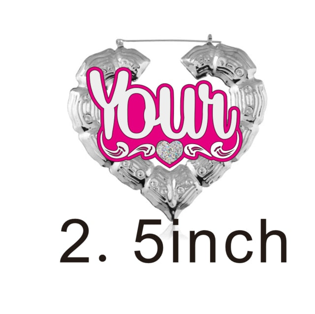 fashionbomb Personalized Name font bamboo hoop Earrings For Women