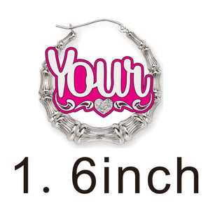 fashionbomb Personalized Name font bamboo hoop Earrings For Women