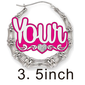 fashionbomb Personalized Name font bamboo hoop Earrings For Women