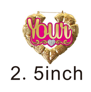 fashionbomb Personalized Name font bamboo hoop Earrings For Women