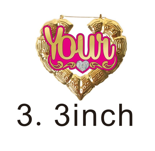fashionbomb Personalized Name font bamboo hoop Earrings For Women