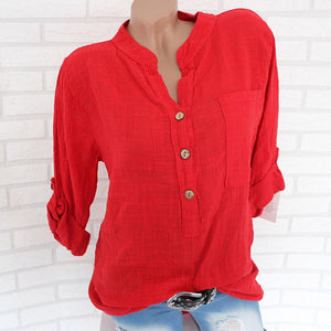 Womens algodão linho gola camisa roupas plus size 5x