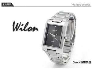 Fashion Brand Luxury Steel Wristwatches Wilon Suare Quartz Men's Clocks