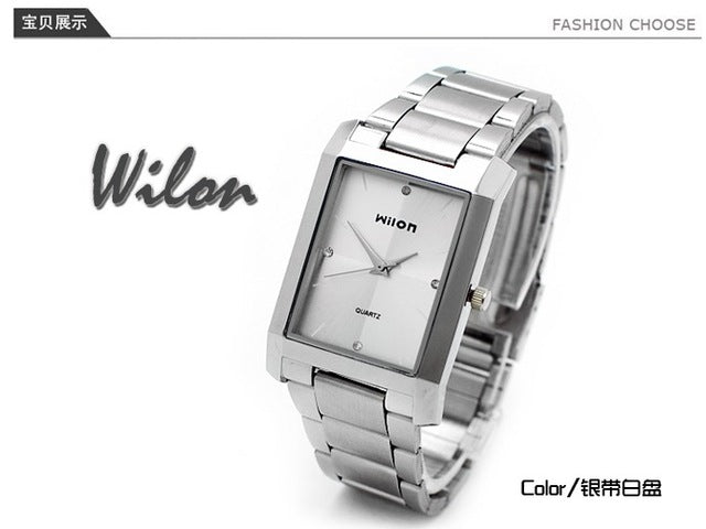 Fashion Brand Luxury Steel Wristwatches Wilon Suare Quartz Men's Clocks